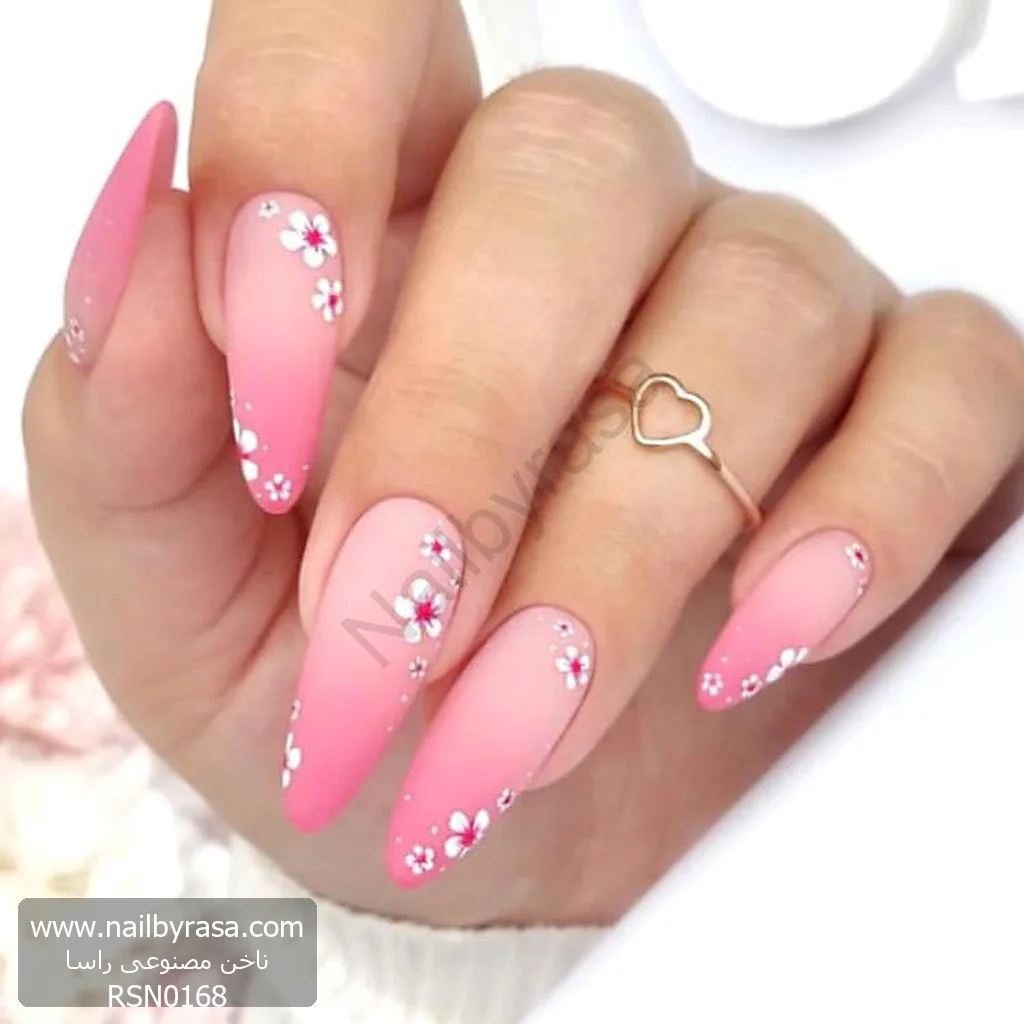 RSN0168-1 ناخن مصنوعی راسا مدل آمبره و گل بابونه