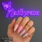 ناخن مصنوعی راسا مدل صورتی اکلیلی طرح ماربل