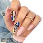 ناخن مصنوعی راسا مدل نود طرح خطی رنگی