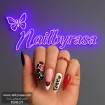 ناخن مصنوعی راسا مدل قرمز طرح قلب و لاو