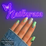 ناخن مصنوعی راسا مدل سبز طرح چشم و پلنگی