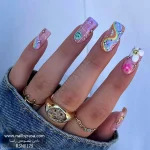 ناخن مصنوعی راسا مدل رنگین کمانی شلوغ