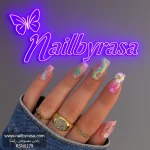 ناخن مصنوعی راسا مدل رنگین کمانی شلوغ