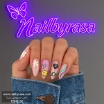 ناخن مصنوعی راسا مدل رنگی مینیمال شلوغ