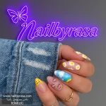 ناخن مصنوعی راسا مدل رنگی رنگی شلوغ