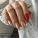 ناخن مصنوعی راسا مدل قرمز ورق طلا