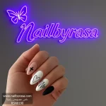 ناخن مصنوعی راسا مدل مشکی سفید طرح مینیمال