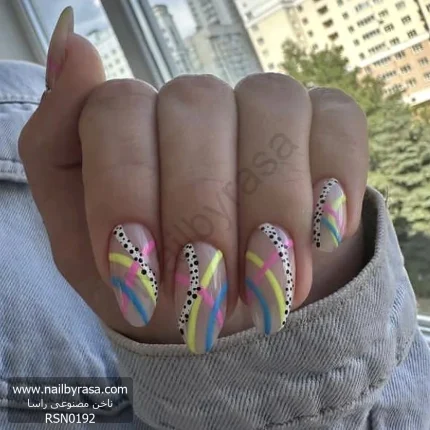 ناخن مصنوعی راسا مدل رنگی پاستیلی