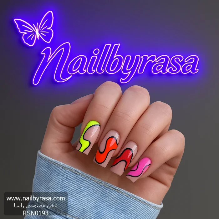 ناخن مصنوعی راسا مدل ماربل تک رنگ
