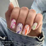 ناخن مصنوعی راسا مدل ماربل رنگی مینیمال