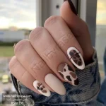 ناخن مصنوعی راسا مدل کرم قهوه ای طرح پلنگی