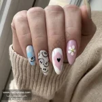 ناخن مصنوعی راسا مدل مینیمال طرح اسمایل و گل