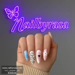 ناخن مصنوعی راسا مدل مینیمال طرح اسمایل و گل