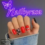 ناخن مصنوعی راسا مدل قرمز طرح چشم