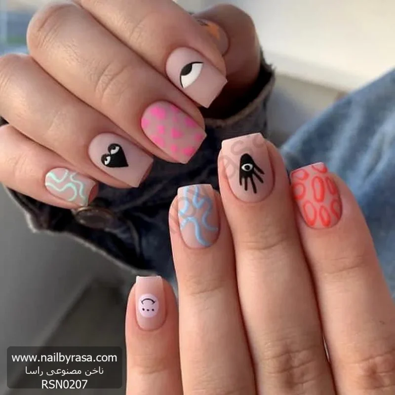 ناخن مصنوعی راسا مدل مینیمال خط و چشم