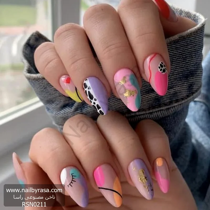 ناخن مصنوعی راسا مدل رنگی پاستیلی مینیمال