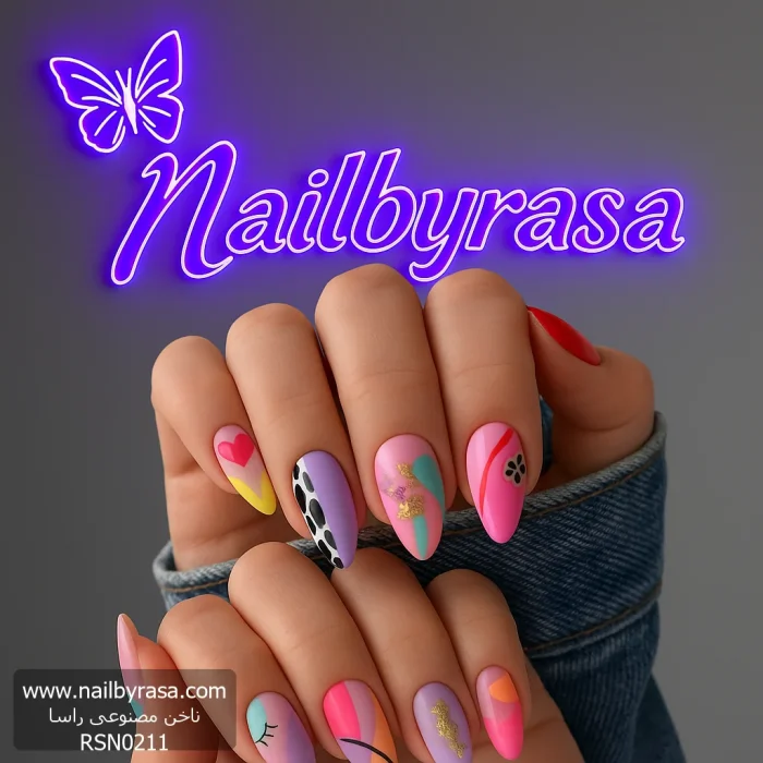 ناخن مصنوعی راسا مدل رنگی پاستیلی مینیمال