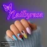 ناخن مصنوعی راسا مدل آبی یاسی طرح مینیمال