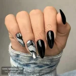 ناخن مصنوعی راسا مدل مشکی طوسی طرح ماربل خطی
