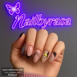 ناخن مصنوعی راسا مدل مشکی طرح برگ و خط