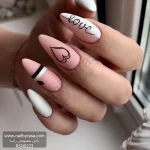 ناخن مصنوعی راسا مدل هلویی سفید طرح love