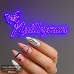 ناخن مصنوعی راسا مدل هلویی سفید طرح love