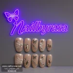 ناخن مصنوعی راسا مدل هلویی طرح گل و پروانه کد RSR938