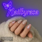 ناخن مصنوعی کوتاه راسا مدل برق و شاین رنگ بیس کرمی