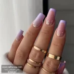 ناخن مصنوعی راسا طرح فرنچ و آمبره شاین رنگ یاسی طلایی