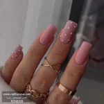 ناخن مصنوعی راسا طرح نگین برجسته رنگ بیس هلویی