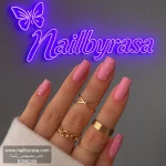 ناخن مصنوعی راسا طرح نگین برجسته رنگ بیس هلویی