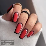 ناخن مصنوعی راسا طرح مینیمال سه بعدی رنگ قرمز مشکی