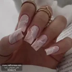 ناخن مصنوعی راسا مدل ماربل سفید سنگی رنگ بیس نود