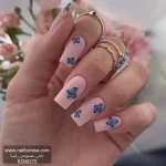 ناخن مصنوعی راسا مدل پروانه ریز آبی رنگ هلویی آبی