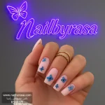 ناخن مصنوعی راسا مدل پروانه ریز آبی رنگ هلویی آبی