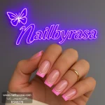 ناخن مصنوعی راسا مدل فرنچ صورتی مینیمال رنگ بیس شاین