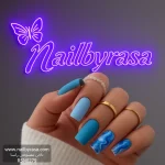 ناخن مصنوعی راسا طرح ماربل رنگ آبی