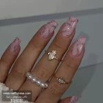 ناخن مصنوعی راسا طرح ماربل خطی شاین رنگ صورتی نود