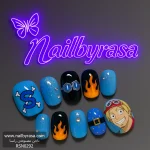 ناخن مصنوعی راسا طرح انیمه رنگ آبی و مشکی RSH03