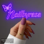 ناخن مصنوعی رنگی ساده راسا رنگ بنفش فرم مربع