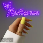 ناخن مصنوعی رنگی ساده راسا رنگ زرد فرم مربع