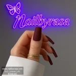 ناخن مصنوعی رنگی ساده راسا رنگ زرشکی فرم مربع