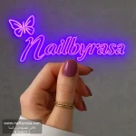 ناخن مصنوعی رنگی ساده راسا رنگ بنفش فرم مربع گرد کوتاه