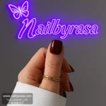 ناخن مصنوعی رنگی ساده راسا رنگ زرشکی فرم مربع گرد کوتاه