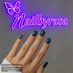 ناخن مصنوعی راسا مدل مشکی کهکشانی فرم مربع گرد کوتاه