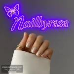 ناخن مصنوعی راسا مدل کرم زرد نقره ای کهکشانی فرم مربع گرد کوتاه کد RSK1015