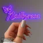 ناخن مصنوعی رنگی ساده راسا رنگ طوسی کرم فرم مربع براق