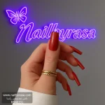 ناخن مصنوعی رنگی ساده راسا رنگ قرمز فرم مربع براق