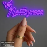 ناخن مصنوعی رنگی ساده راسا رنگ صورتی کرم بیس نود فرم بادامی مات