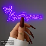 ناخن مصنوعی رنگی ساده راسا رنگ زرشکی گلدانی بلند مات